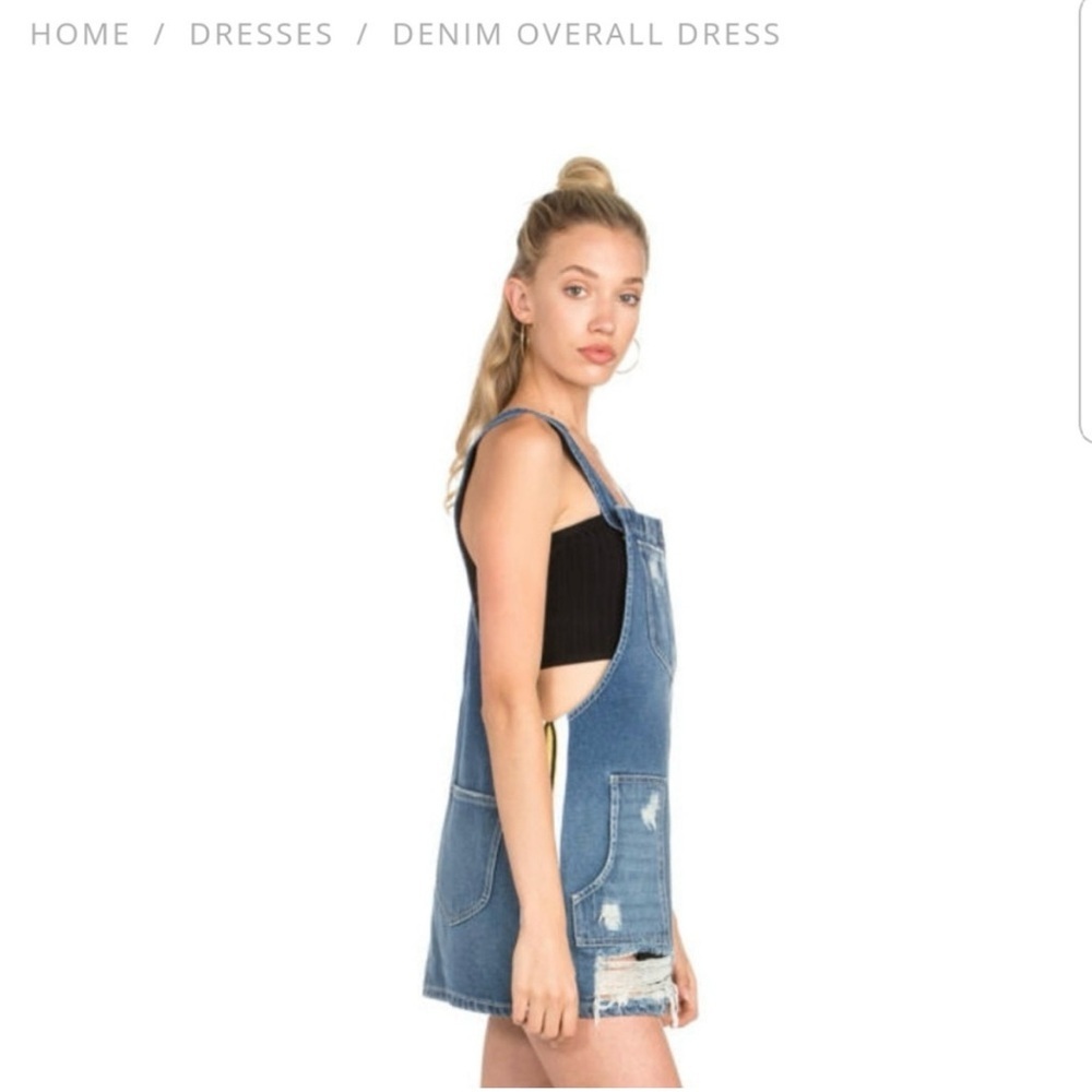 Dance & Marvel Denim Overall Dress Women’s S Blue Retro Stripe Distressed Skirt - Picture 2 of 13